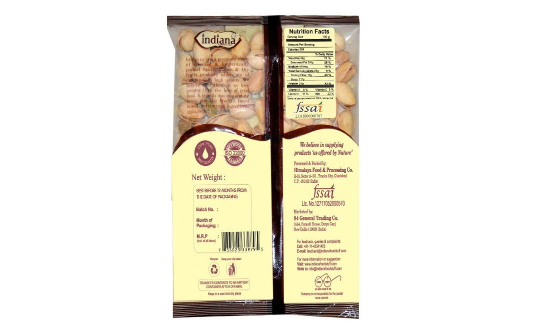 Indiana Pistachios    Pack  250 grams